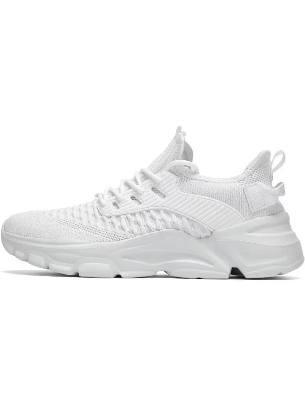 Men's White Rubber Non Slip Breathable Lightweight Fashion Athletic Sneakers